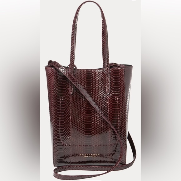 Ralph Lauren Collection Ayers Mini Modern Tote in Bordeaux snake skin - Picture 3 of 9